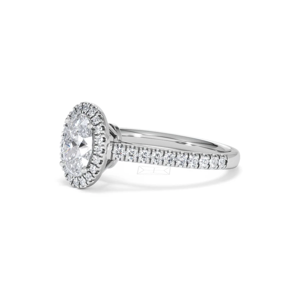 Georgina Lab Oval Diamond Halo Engagement Ring Platinum 1.55ct F/VS1