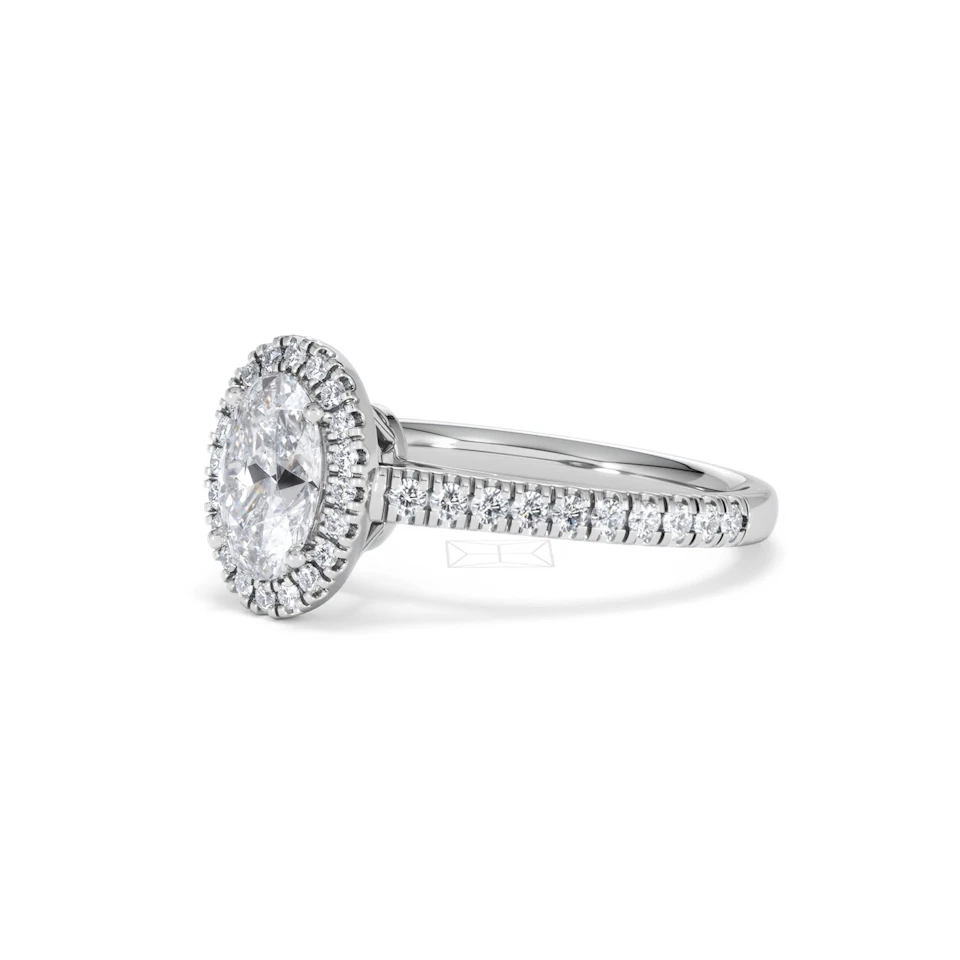 Georgina Lab Oval Diamond Halo Engagement Ring Platinum 1.55ct F/VS1