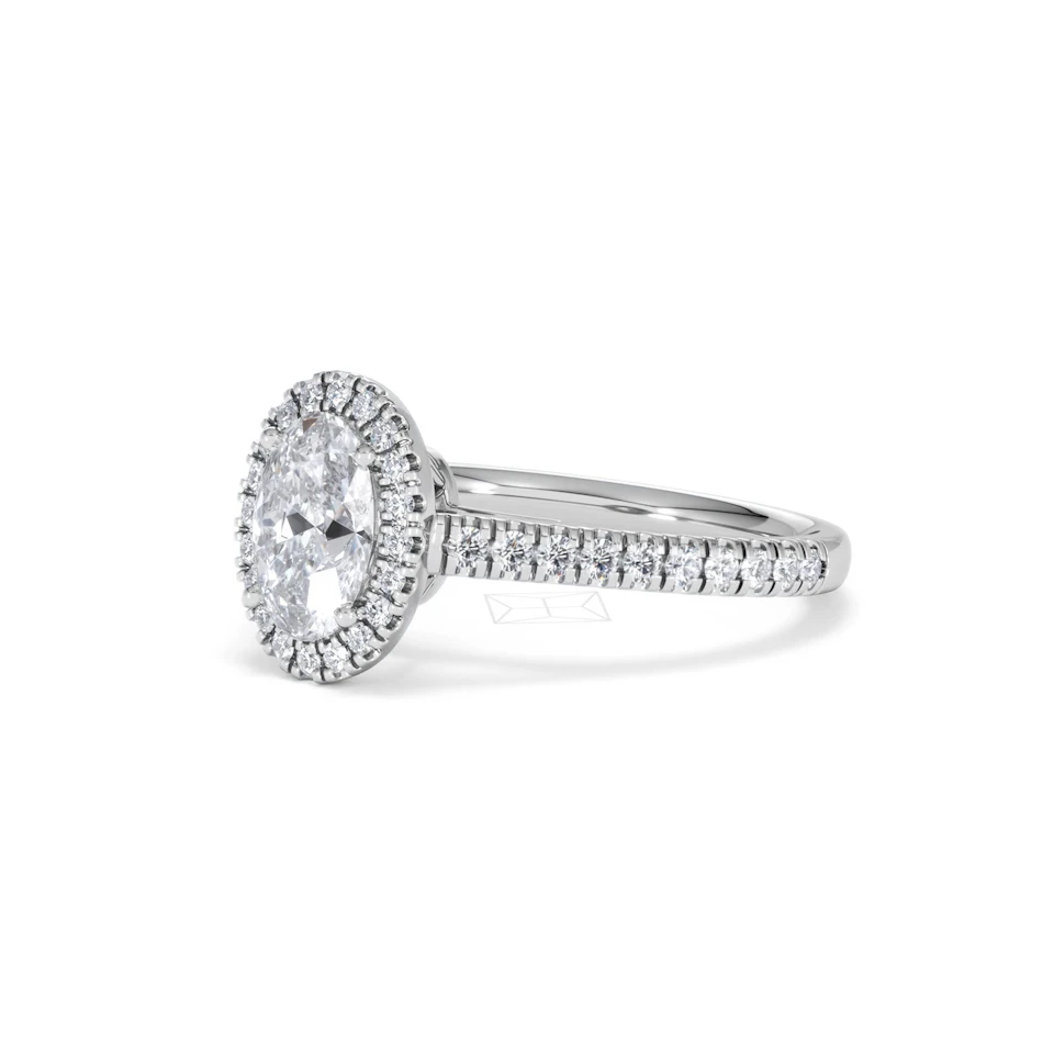 Georgina Lab Oval Diamond Halo Engagement Ring Platinum 1.55ct F/VS1