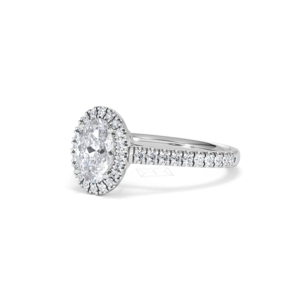 Georgina Lab Oval Diamond Halo Engagement Ring 18K White Gold 1.55ct F/VS1
