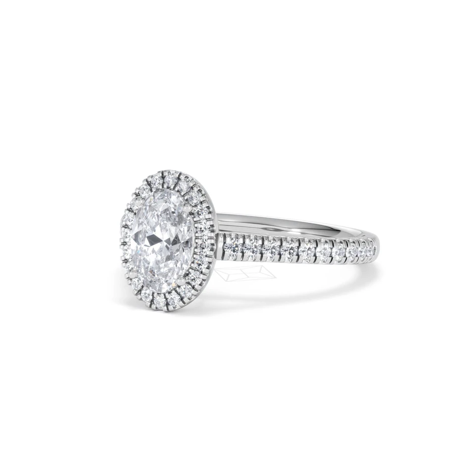 Georgina Lab Oval Diamond Halo Engagement Ring Platinum 1.55ct F/VS1