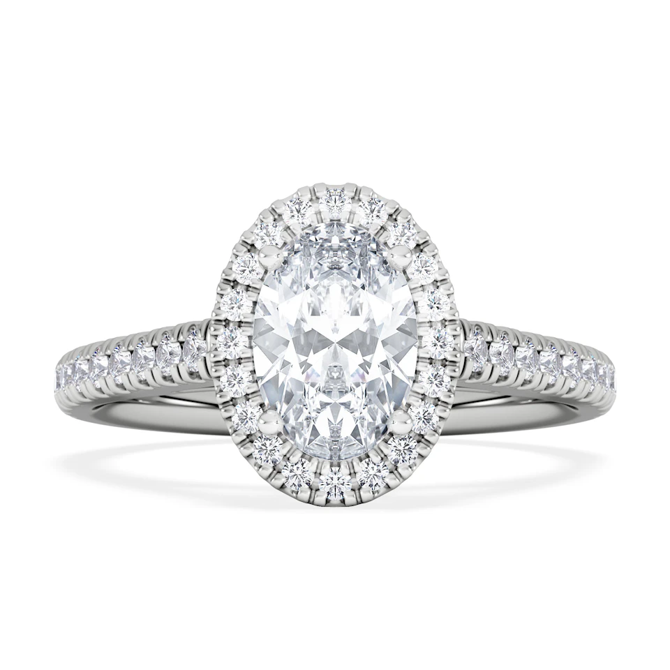 Georgina GIA Oval Diamond Halo Engagement Ring 18KW Gold 1.55ct G/VS1