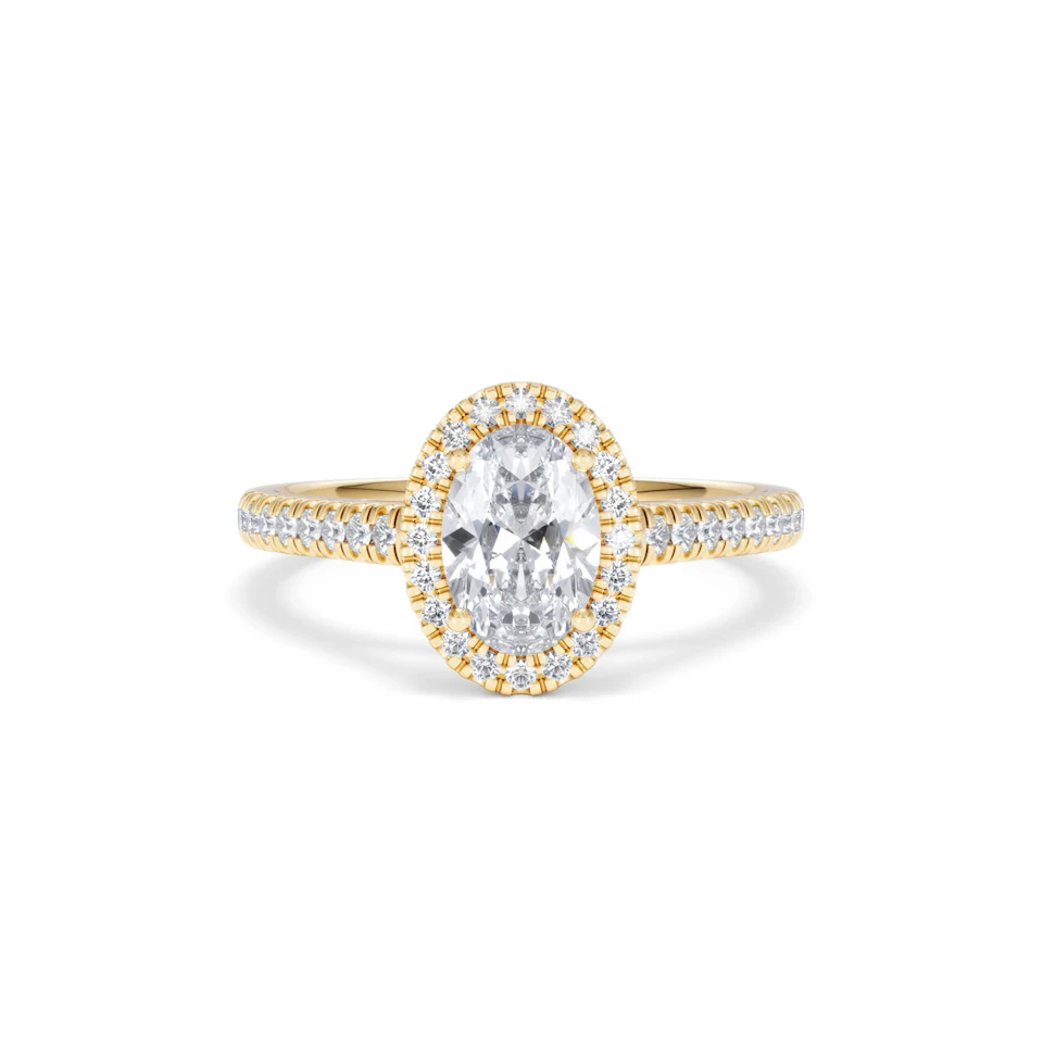 Georgina Lab Oval Diamond Halo Engagement Ring 18K Gold 1.55ct F/VS1