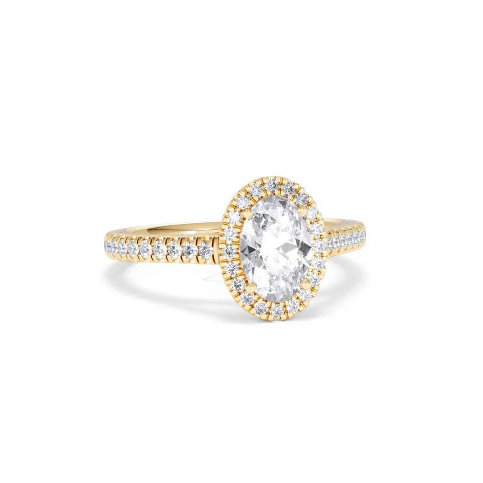 Georgina Lab Oval Diamond Halo Engagement Ring 18K Gold 1.55ct F/VS1