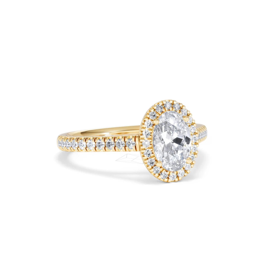 Georgina Lab Oval Diamond Halo Engagement Ring 18K Gold 1.55ct F/VS1