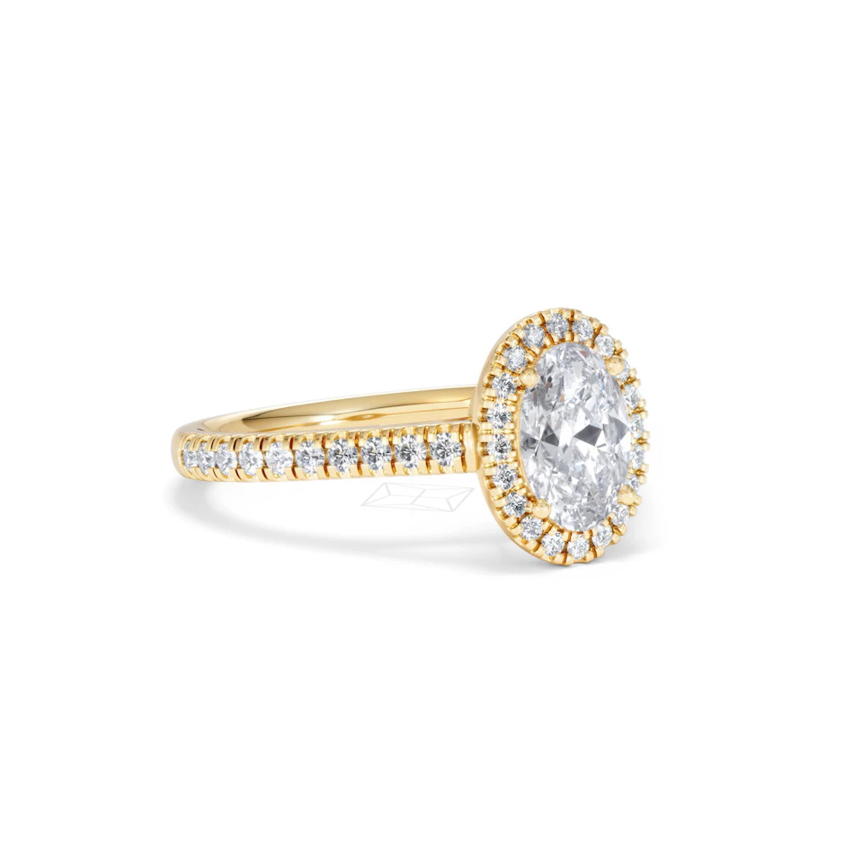 Georgina Lab Oval Diamond Halo Engagement Ring 18K Gold 1.55ct F/VS1