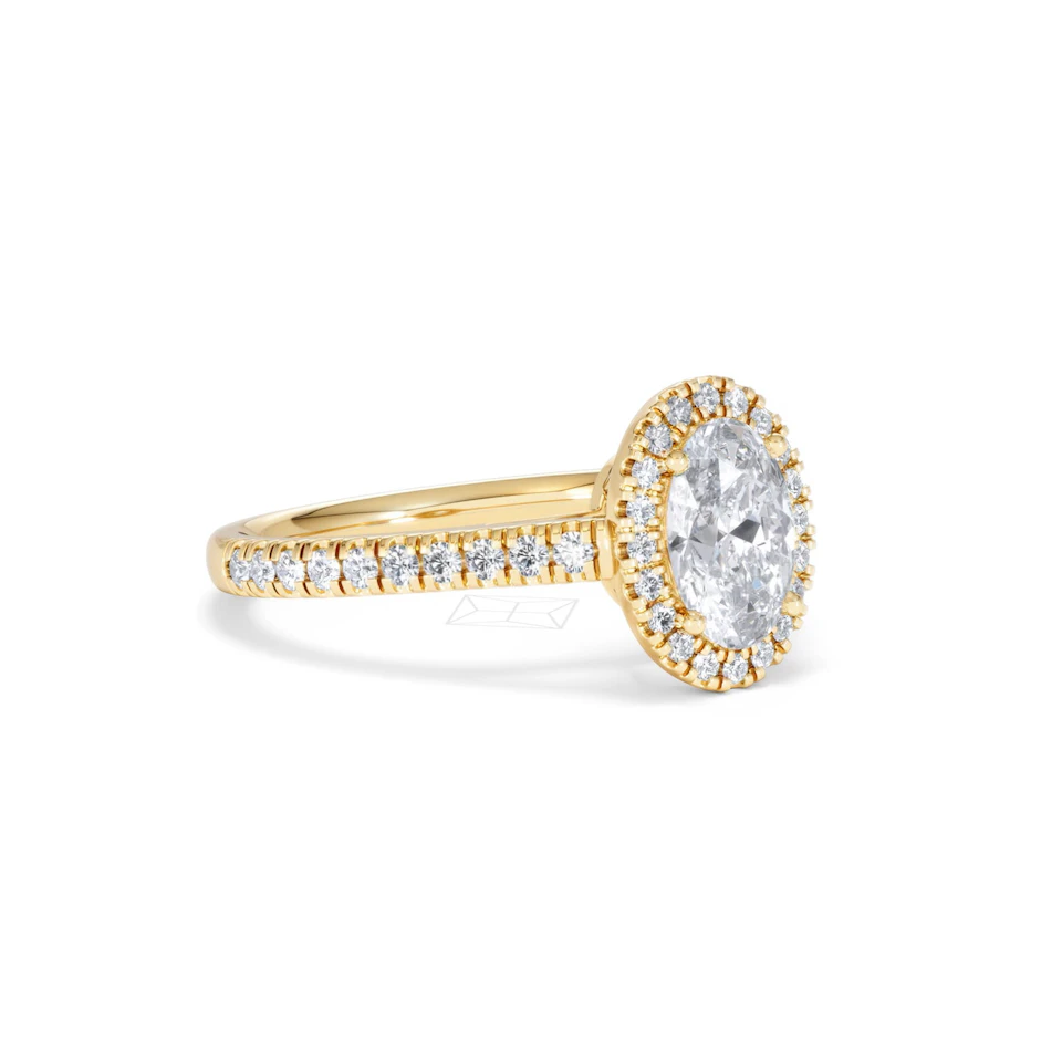 Georgina Lab Oval Diamond Halo Engagement Ring 18K Gold 1.55ct F/VS1