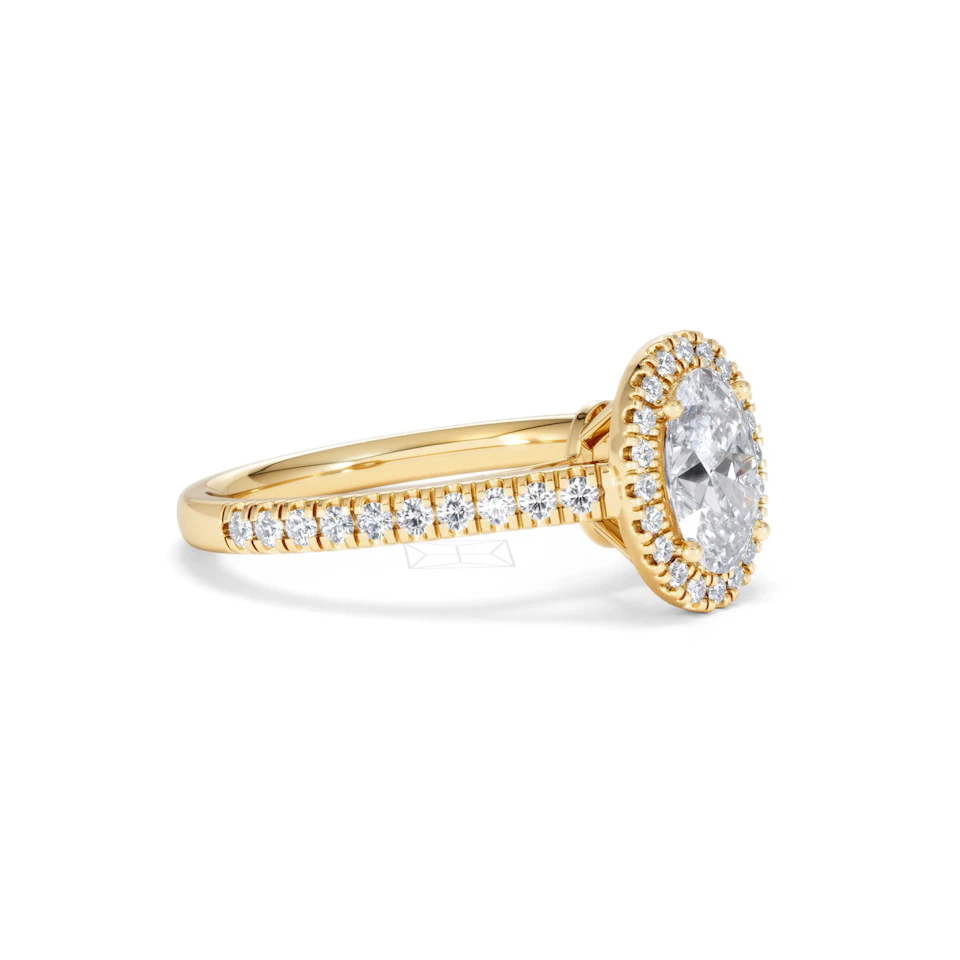Georgina Lab Oval Diamond Halo Engagement Ring 18K Gold 1.55ct F/VS1