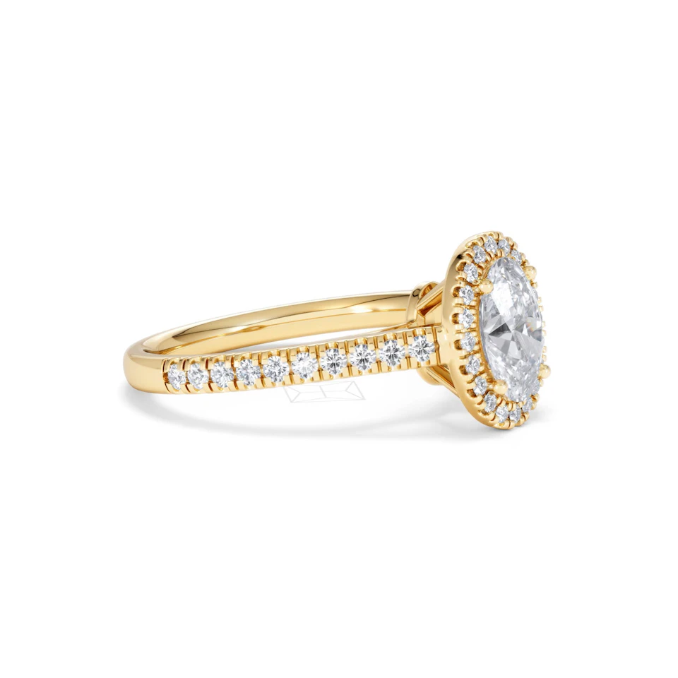 Georgina Lab Oval Diamond Halo Engagement Ring 18K Gold 1.55ct F/VS1