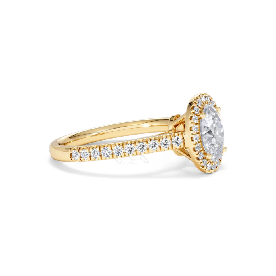 Georgina Lab Oval Diamond Halo Engagement Ring 18K Gold 1.55ct F/VS1