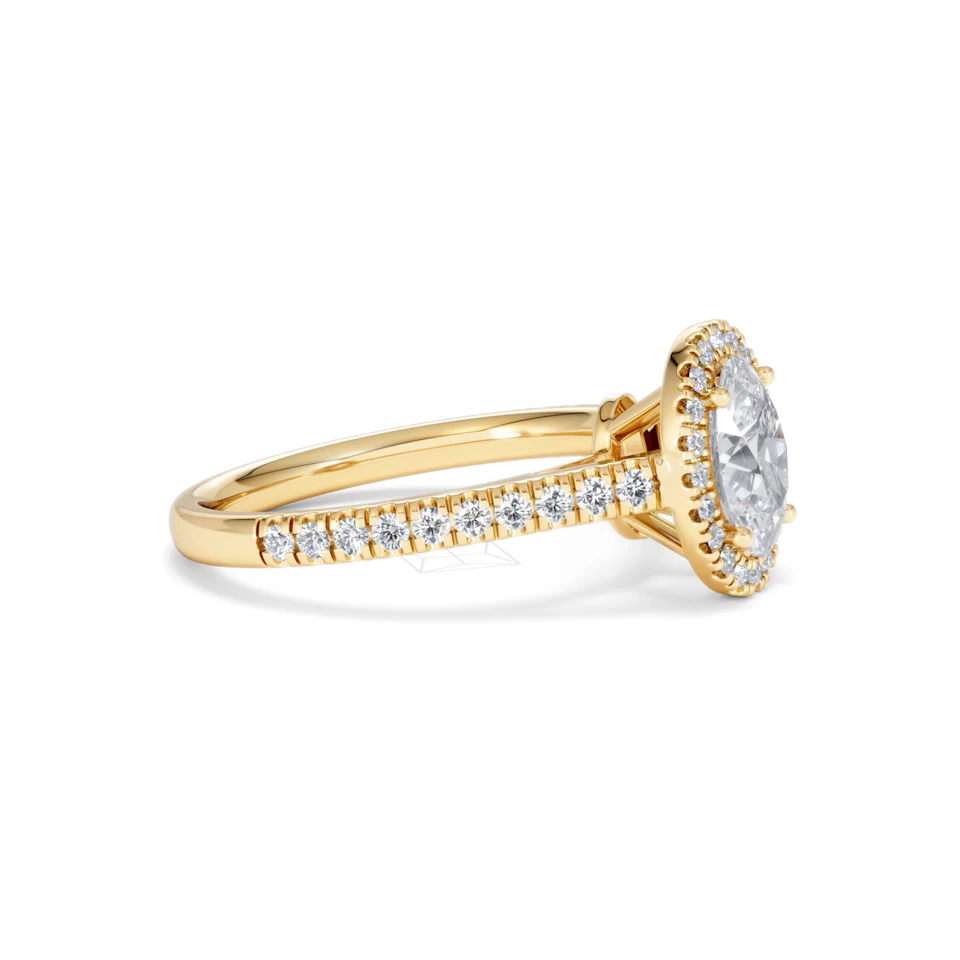 Georgina Lab Oval Diamond Halo Engagement Ring 18K Gold 1.55ct F/VS1