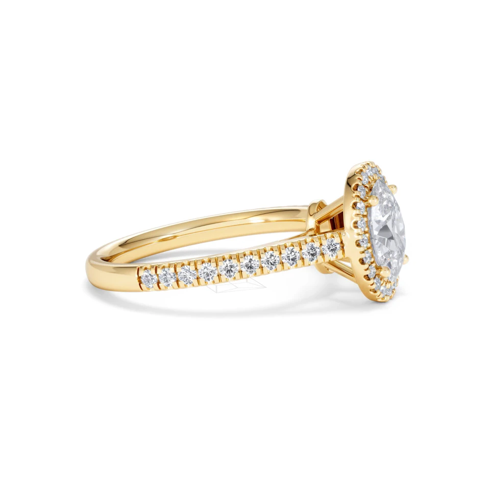 Georgina Lab Oval Diamond Halo Engagement Ring 18K Gold 1.55ct F/VS1