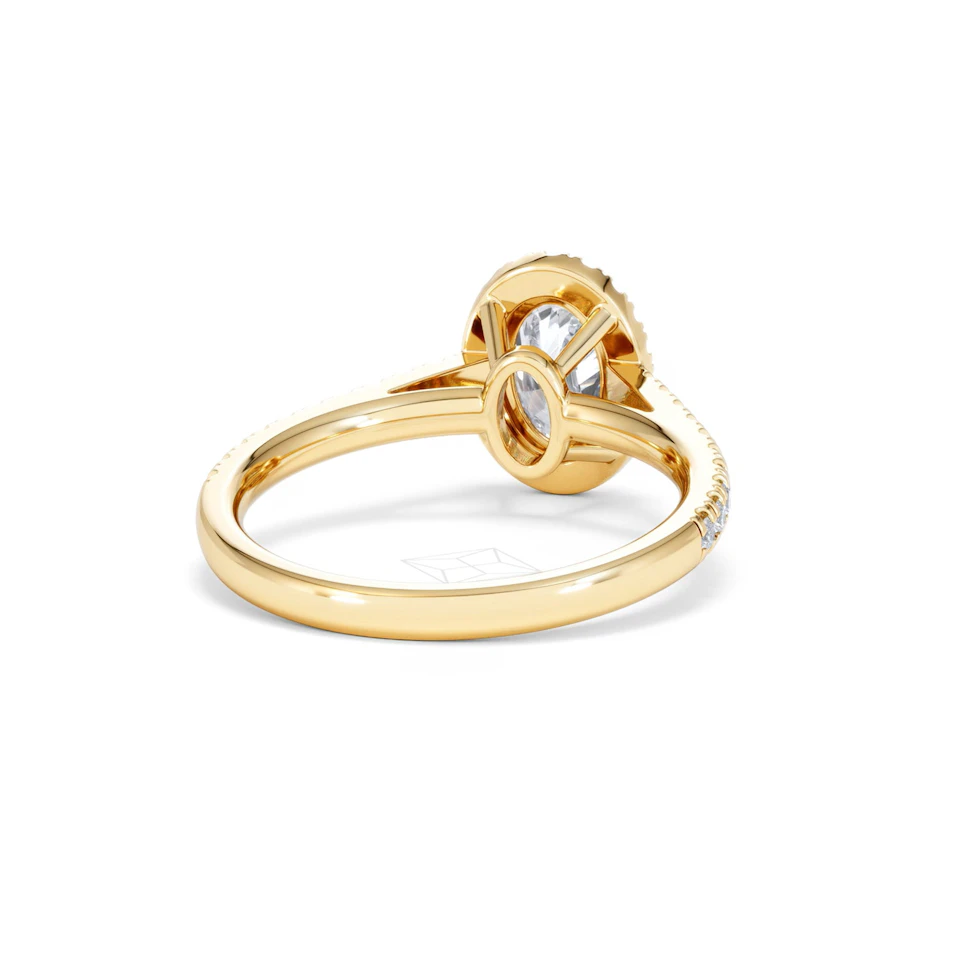 Georgina Lab Oval Diamond Halo Engagement Ring 18K Gold 1.55ct F/VS1