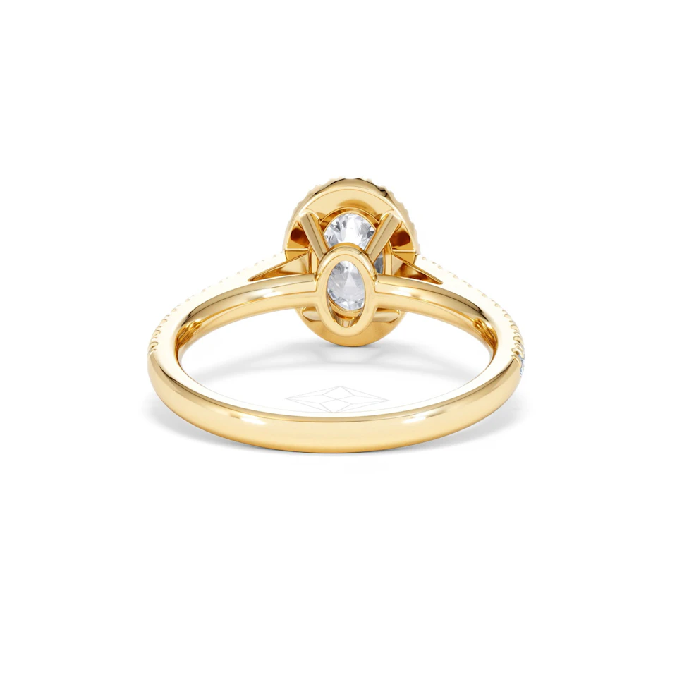 Georgina Lab Oval Diamond Halo Engagement Ring 18K Gold 1.55ct F/VS1