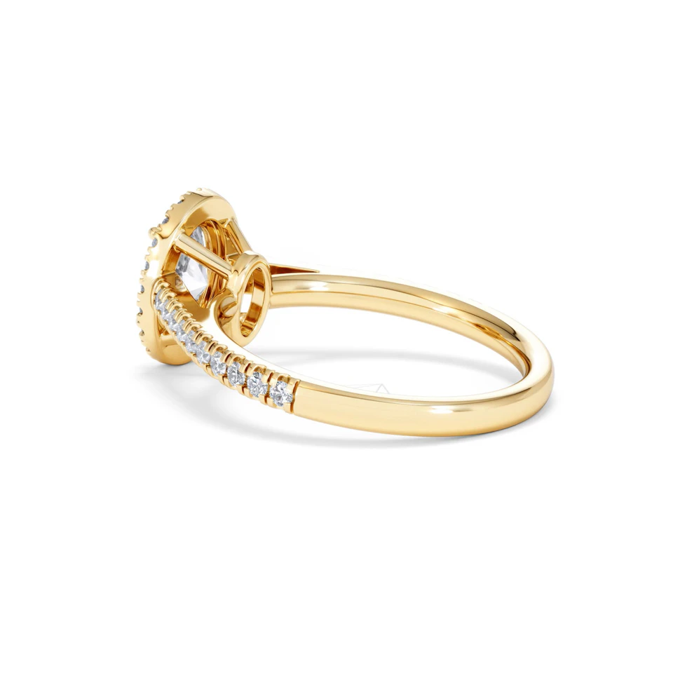 Georgina Lab Oval Diamond Halo Engagement Ring 18K Gold 1.55ct F/VS1