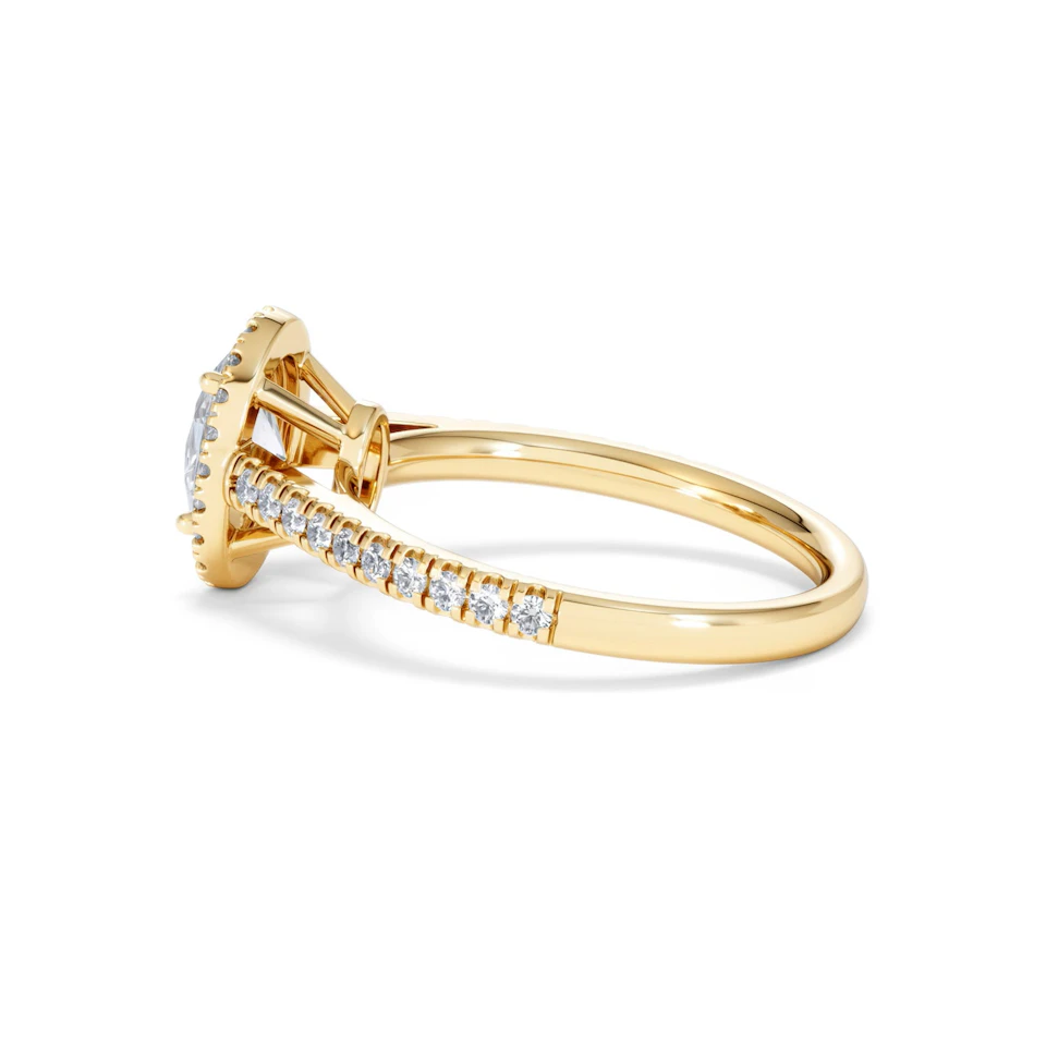 Georgina Lab Oval Diamond Halo Engagement Ring 18K Gold 1.55ct F/VS1