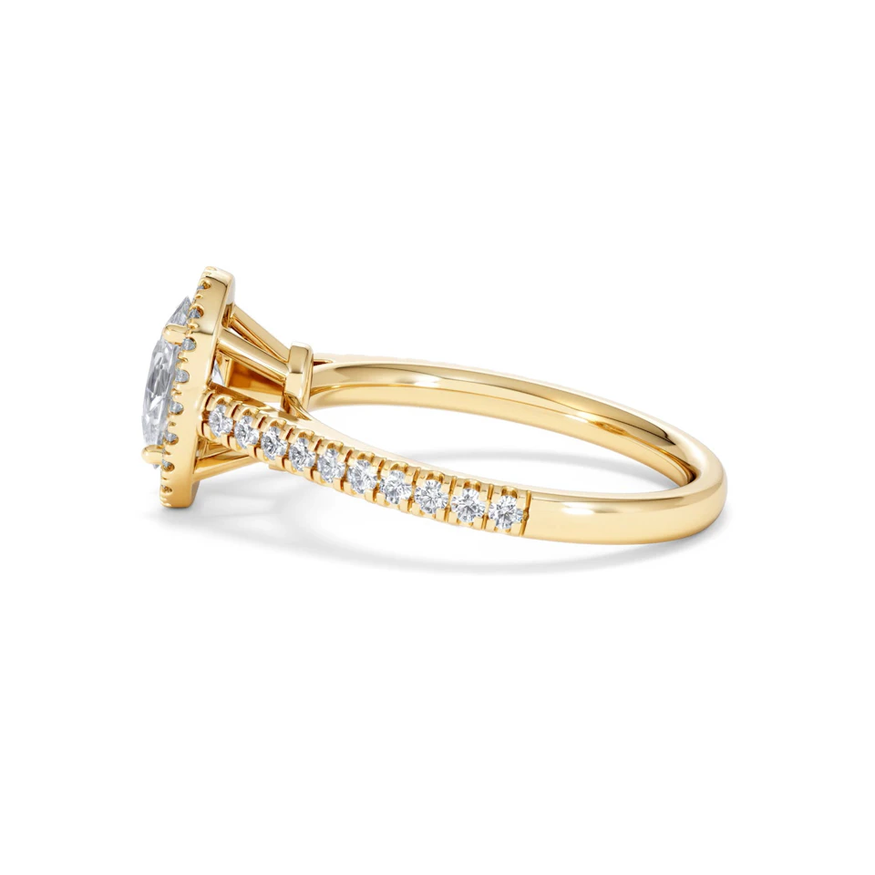 Georgina Lab Oval Diamond Halo Engagement Ring 18K Gold 1.55ct F/VS1