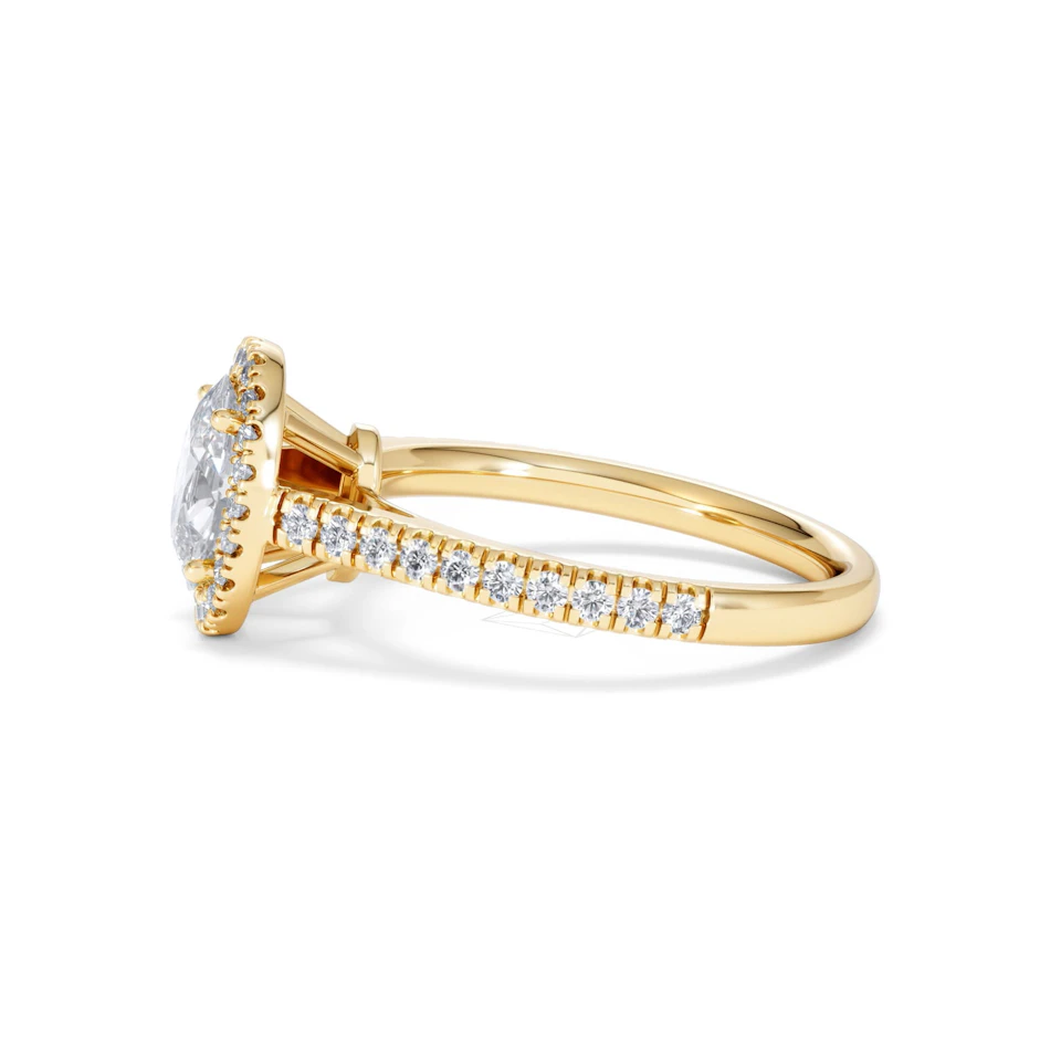 Georgina Lab Oval Diamond Halo Engagement Ring 18K Gold 1.55ct F/VS1