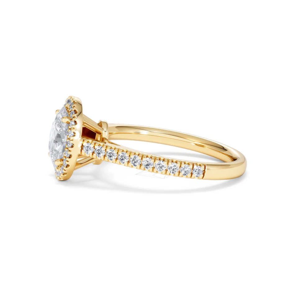 Georgina Lab Oval Diamond Halo Engagement Ring 18K Gold 1.55ct F/VS1