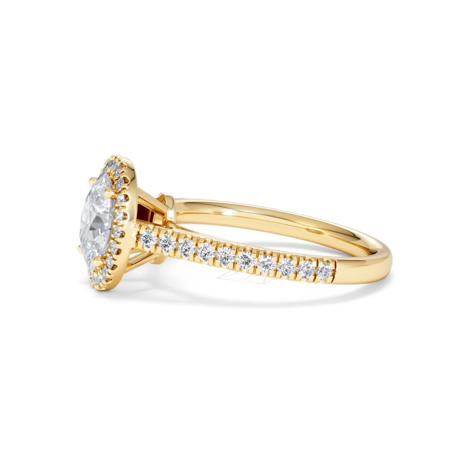 Georgina Lab Oval Diamond Halo Engagement Ring 18K Gold 1.55ct F/VS1