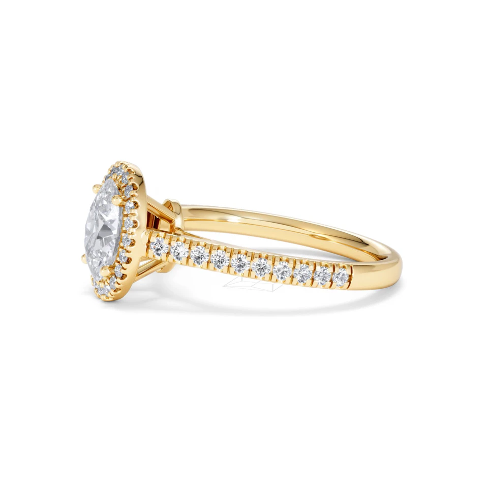 Georgina Lab Oval Diamond Halo Engagement Ring 18K Gold 1.55ct F/VS1