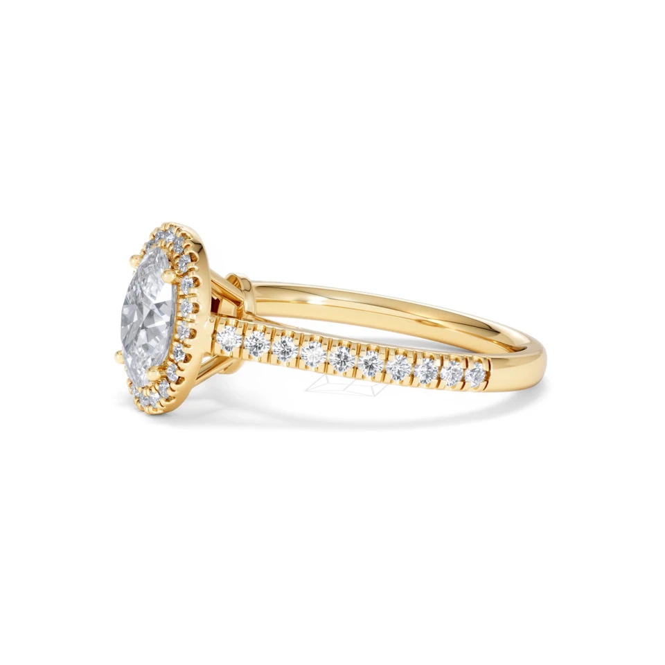 Georgina Lab Oval Diamond Halo Engagement Ring 18K Gold 1.55ct F/VS1