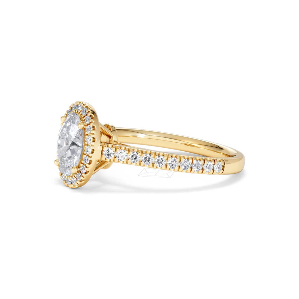 Georgina Lab Oval Diamond Halo Engagement Ring 18K Gold 1.55ct F/VS1