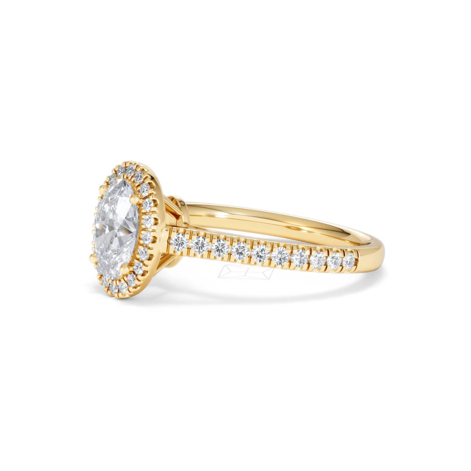 Georgina Lab Oval Diamond Halo Engagement Ring 18K Gold 1.55ct F/VS1
