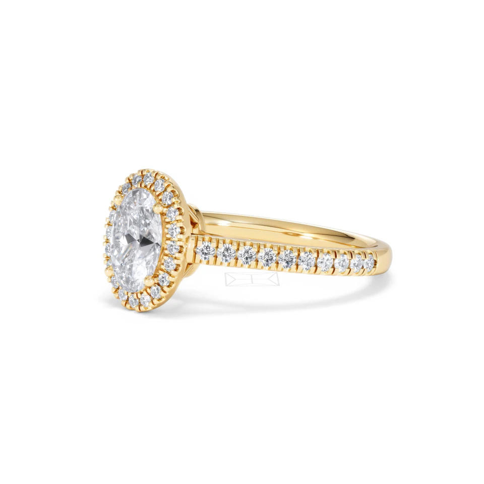 Georgina Lab Oval Diamond Halo Engagement Ring 18K Gold 1.55ct F/VS1