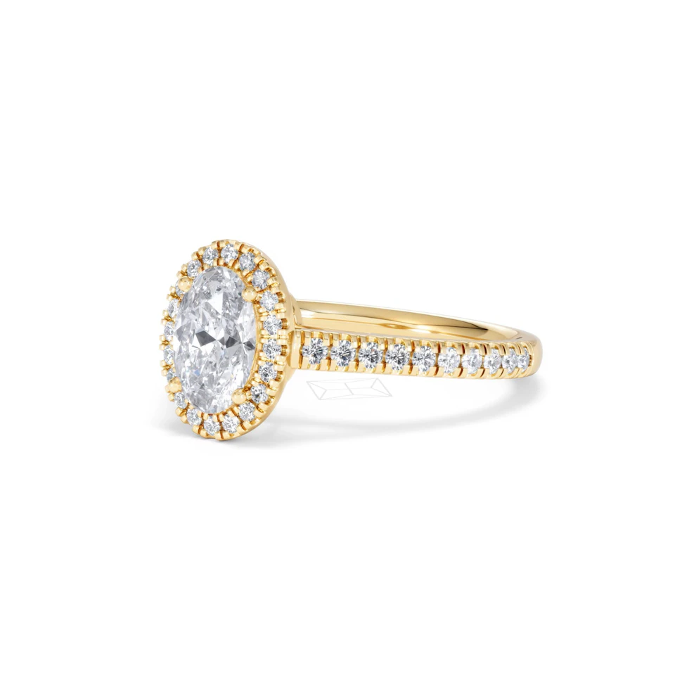Georgina Lab Oval Diamond Halo Engagement Ring 18K Gold 1.55ct F/VS1