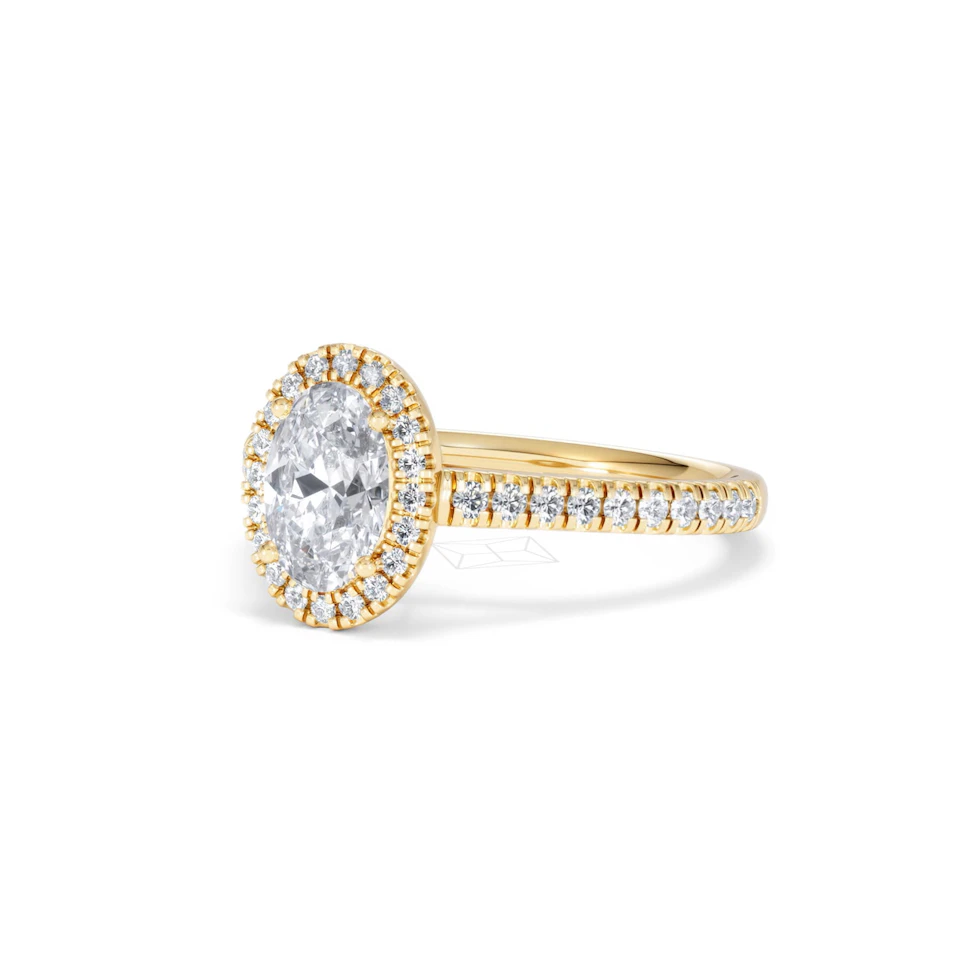Georgina Lab Oval Diamond Halo Engagement Ring 18K Gold 1.55ct F/VS1