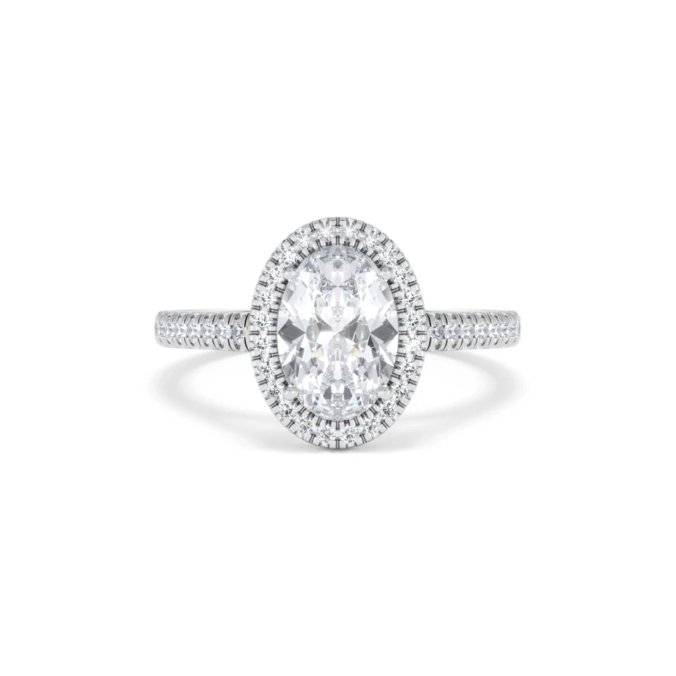 Georgina Lab Oval Diamond Halo Engagement Ring Platinum 2.05ct F/VS1