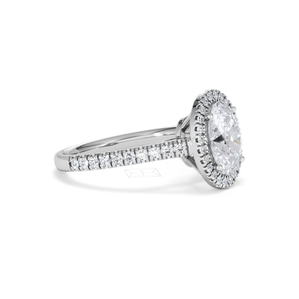 Georgina Lab Oval Diamond Halo Engagement Ring Platinum 2.05ct F/VS1