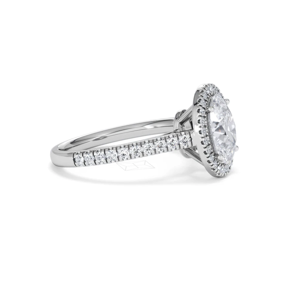 Georgina Lab Oval Diamond Halo Engagement Ring Platinum 2.05ct F/VS1