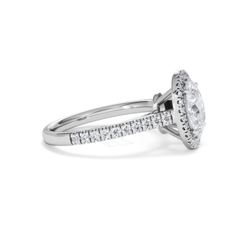 Georgina Lab Oval Diamond Halo Engagement Ring Platinum 2.05ct F/VS1