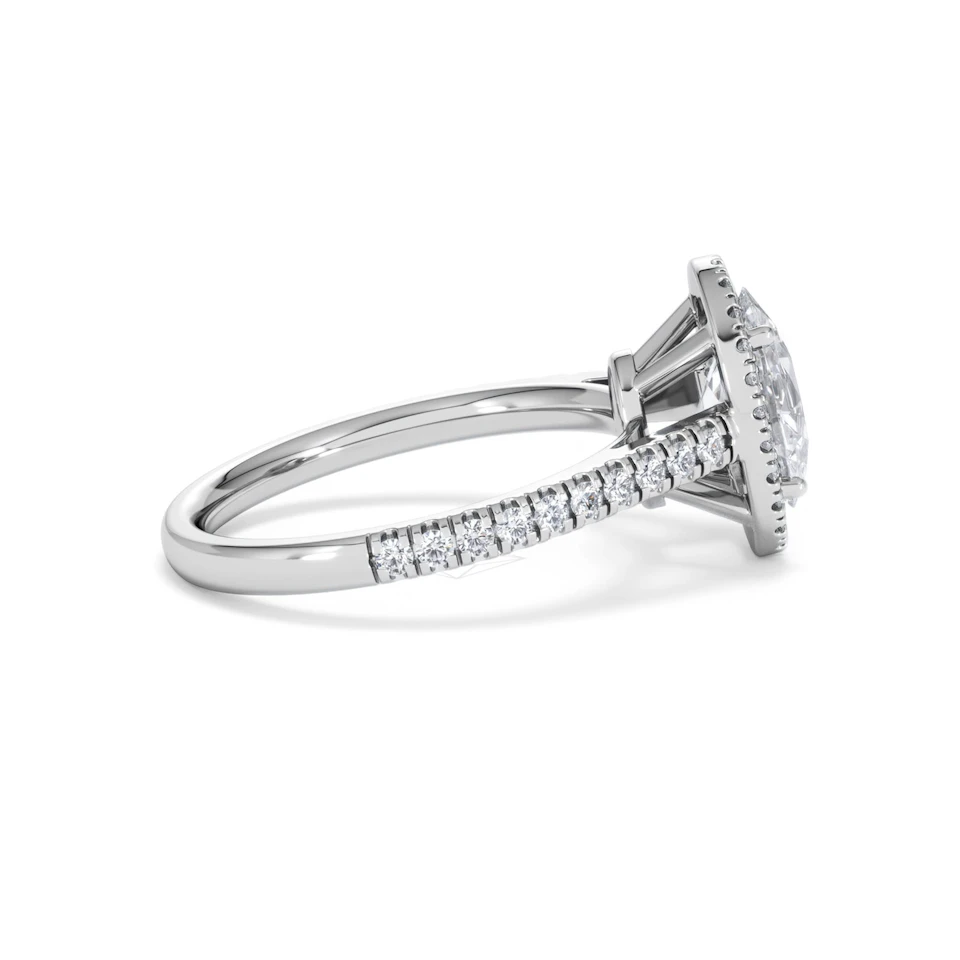 Georgina Lab Oval Diamond Halo Engagement Ring Platinum 2.05ct F/VS1