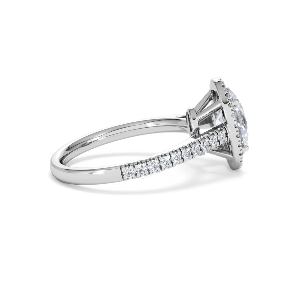 Georgina Lab Oval Diamond Halo Engagement Ring Platinum 2.05ct F/VS1