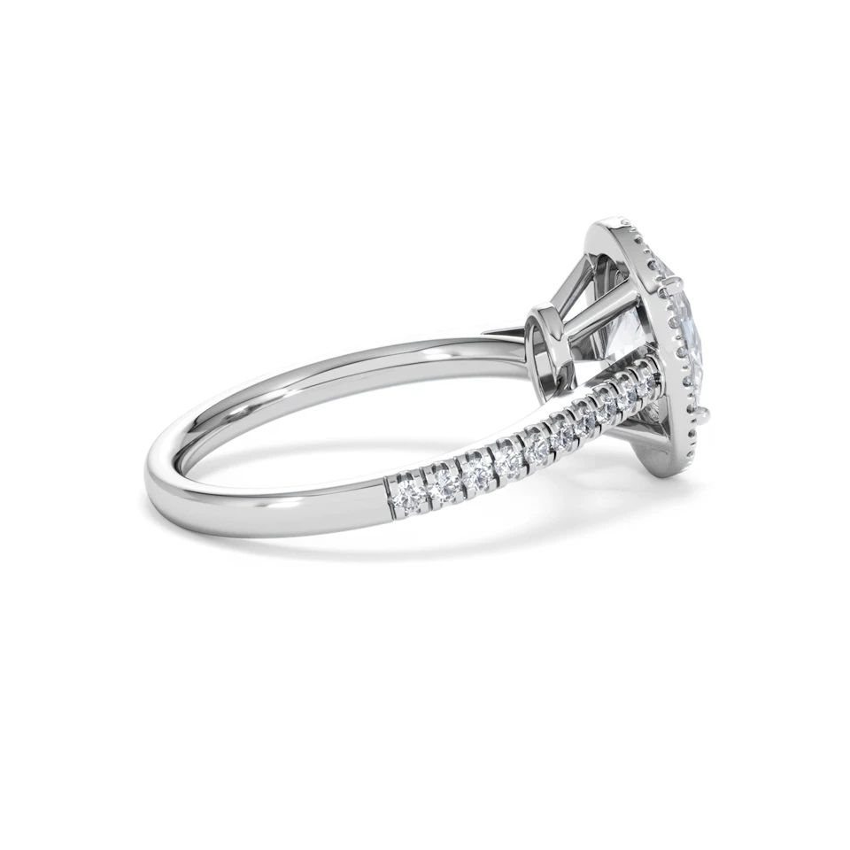 Georgina Lab Oval Diamond Halo Engagement Ring Platinum 2.05ct F/VS1