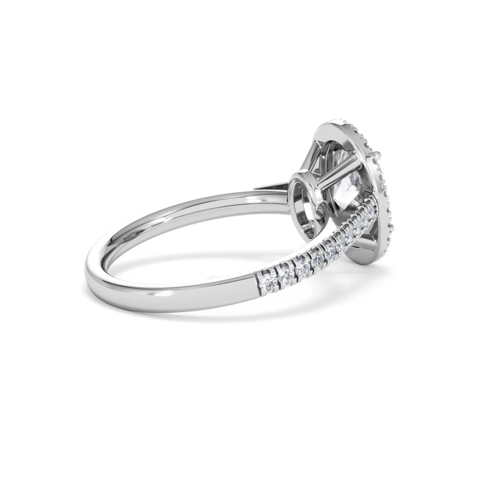 Georgina Lab Oval Diamond Halo Engagement Ring 18K White Gold 2.05ct F/VS1
