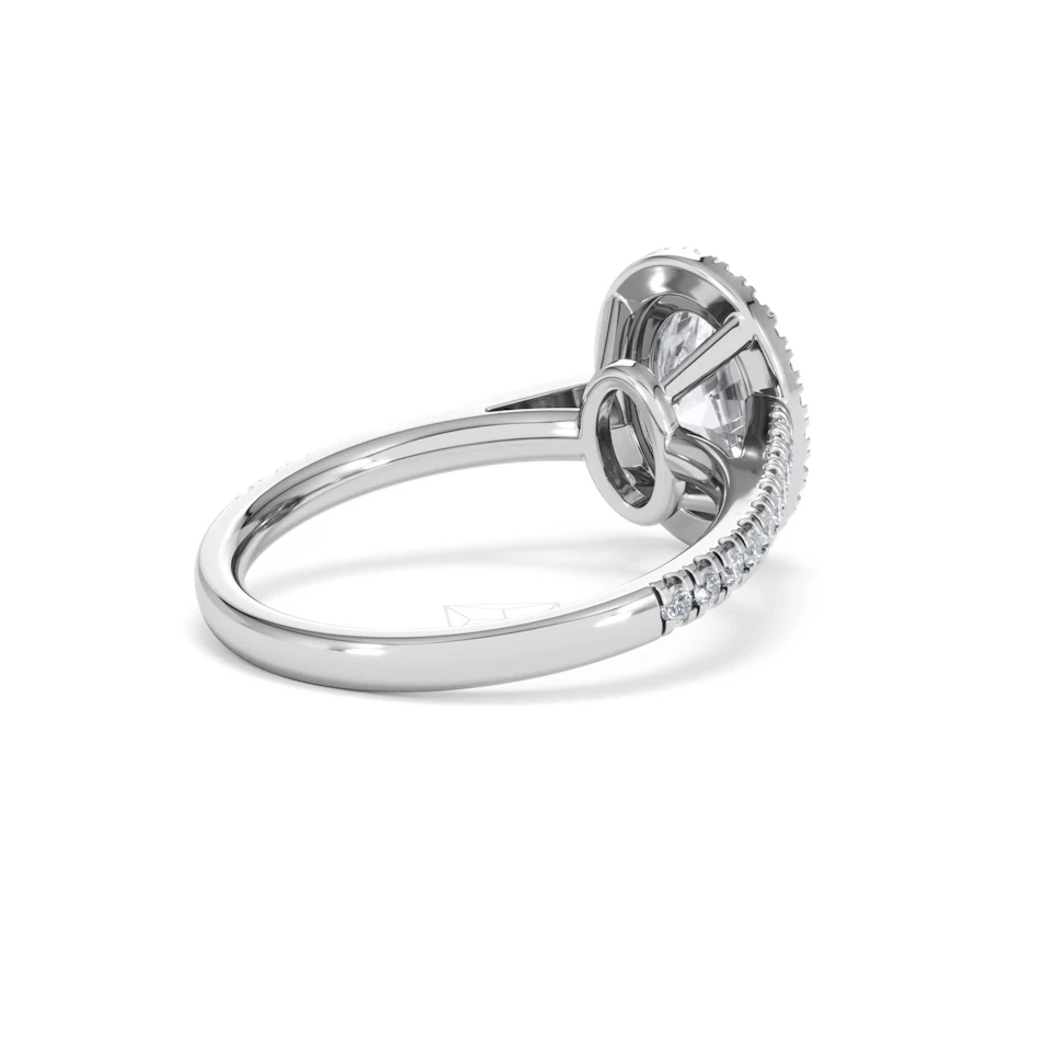 Georgina Lab Oval Diamond Halo Engagement Ring 18K White Gold 2.05ct F/VS1