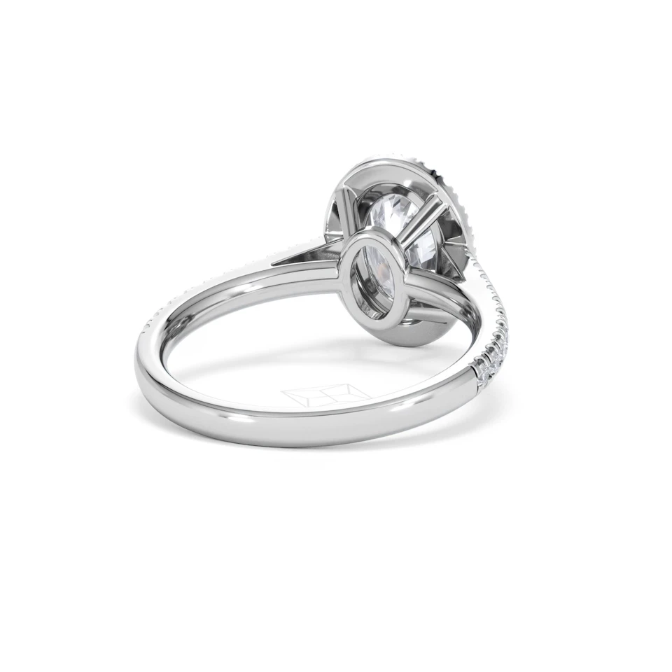 Georgina Lab Oval Diamond Halo Engagement Ring 18K White Gold 2.05ct F/VS1