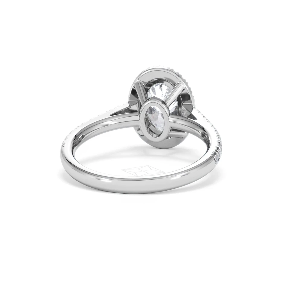 Georgina Lab Oval Diamond Halo Engagement Ring Platinum 2.05ct F/VS1