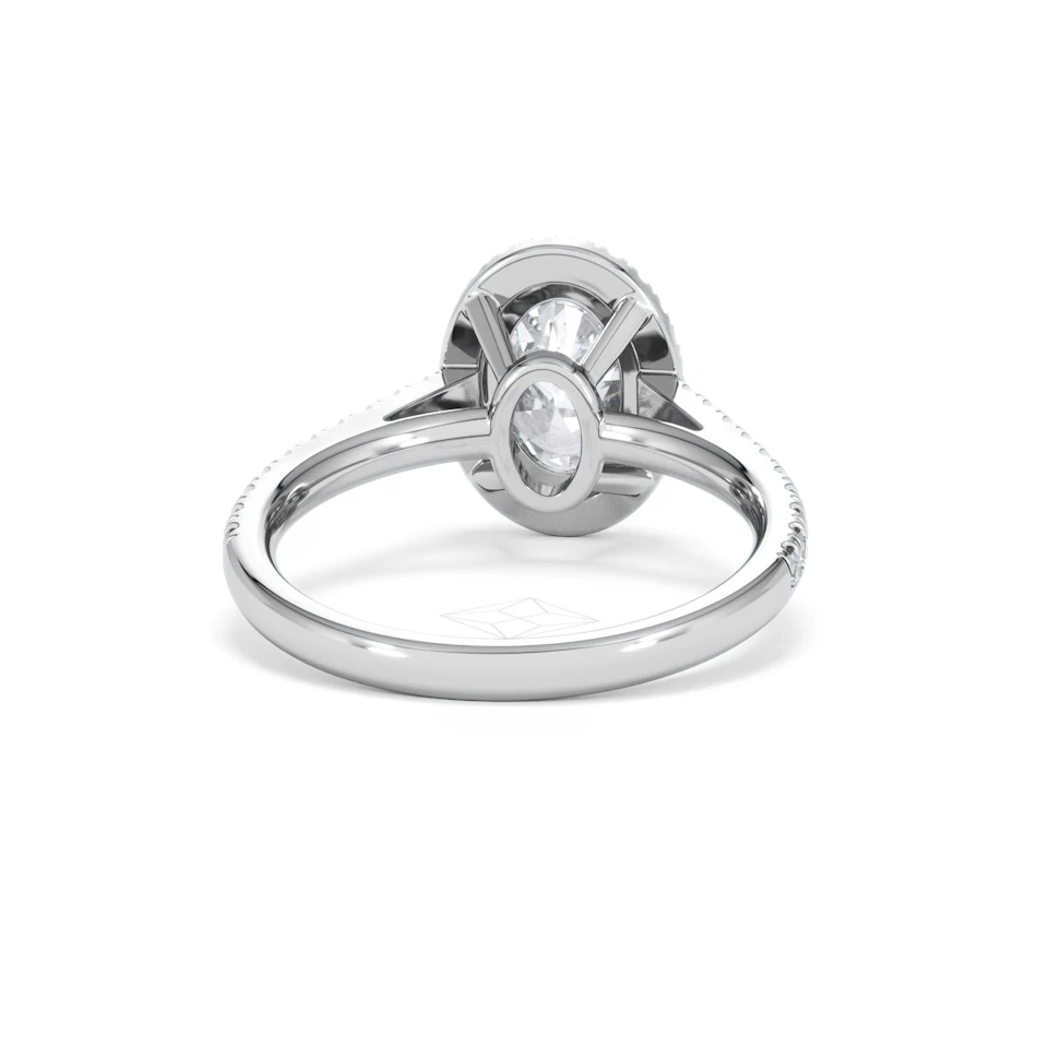 Georgina Lab Oval Diamond Halo Engagement Ring Platinum 2.05ct F/VS1