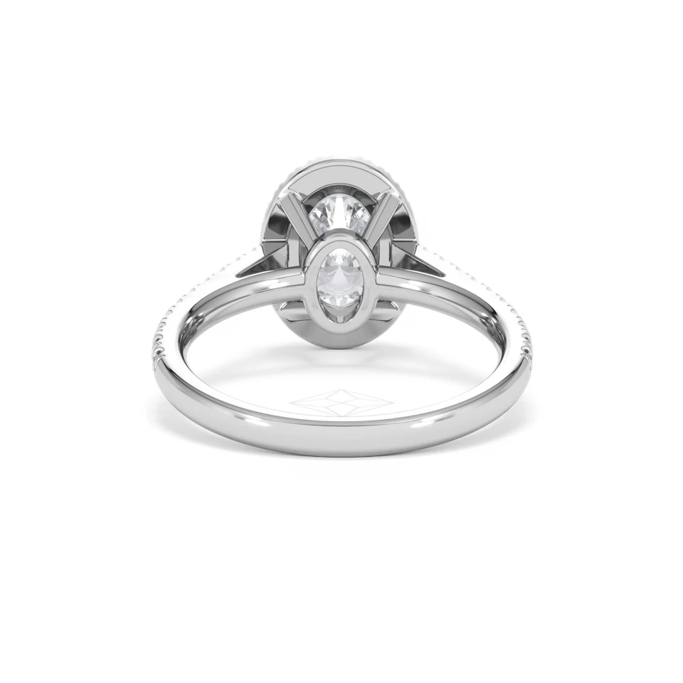 Georgina Lab Oval Diamond Halo Engagement Ring Platinum 2.05ct F/VS1