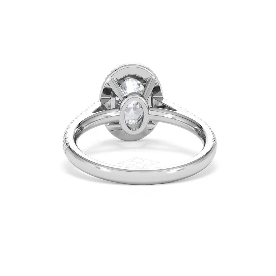Georgina Lab Oval Diamond Halo Engagement Ring 18K White Gold 2.05ct F/VS1