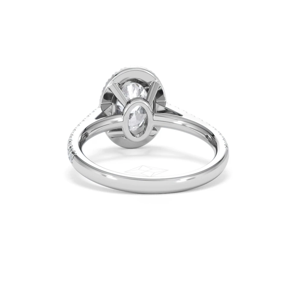 Georgina Lab Oval Diamond Halo Engagement Ring 18K White Gold 2.05ct F/VS1