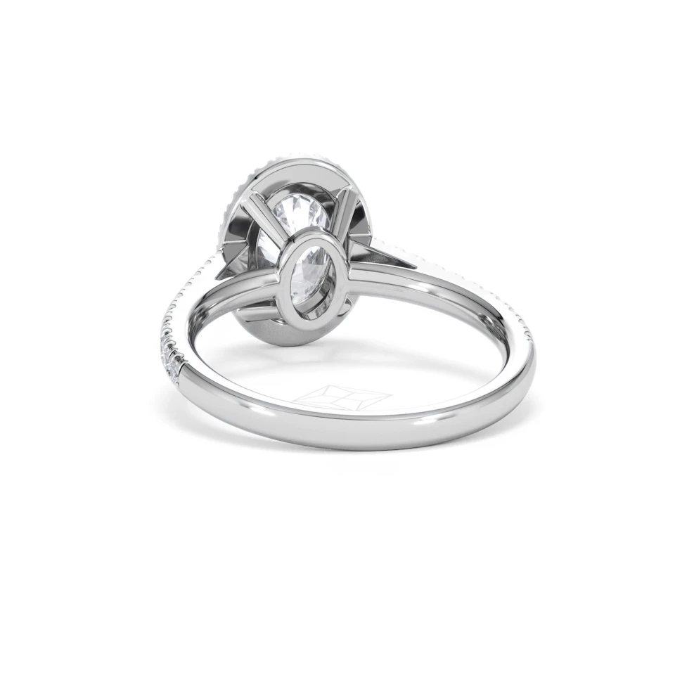 Georgina Lab Oval Diamond Halo Engagement Ring 18K White Gold 2.05ct F/VS1