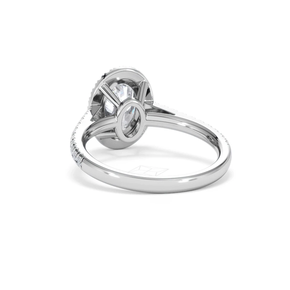 Georgina Lab Oval Diamond Halo Engagement Ring 18K White Gold 2.05ct F/VS1