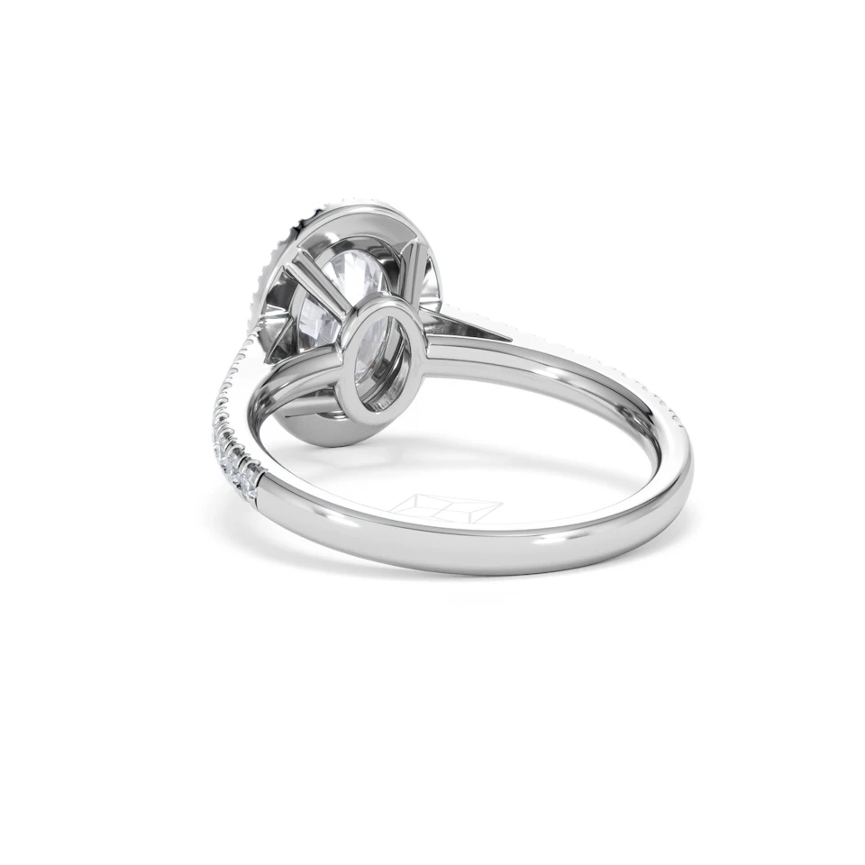 Georgina Lab Oval Diamond Halo Engagement Ring Platinum 2.05ct F/VS1