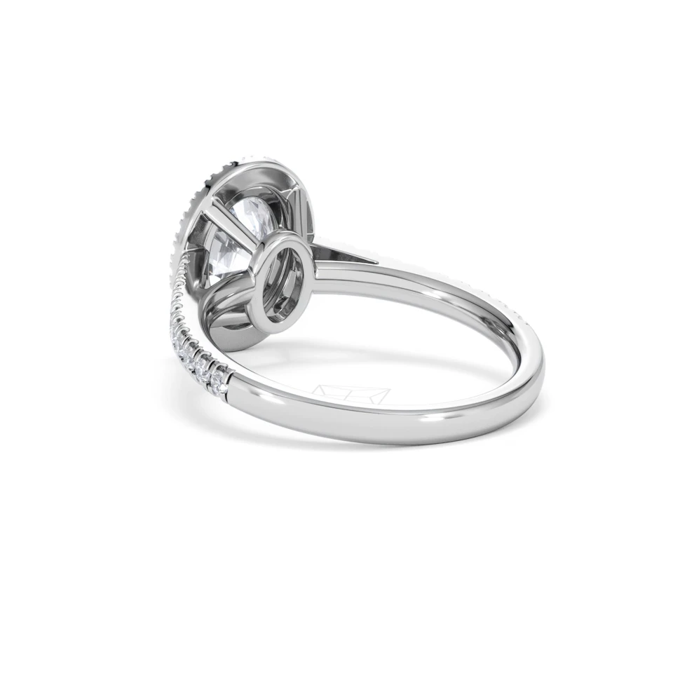 Georgina Lab Oval Diamond Halo Engagement Ring 18K White Gold 2.05ct F/VS1